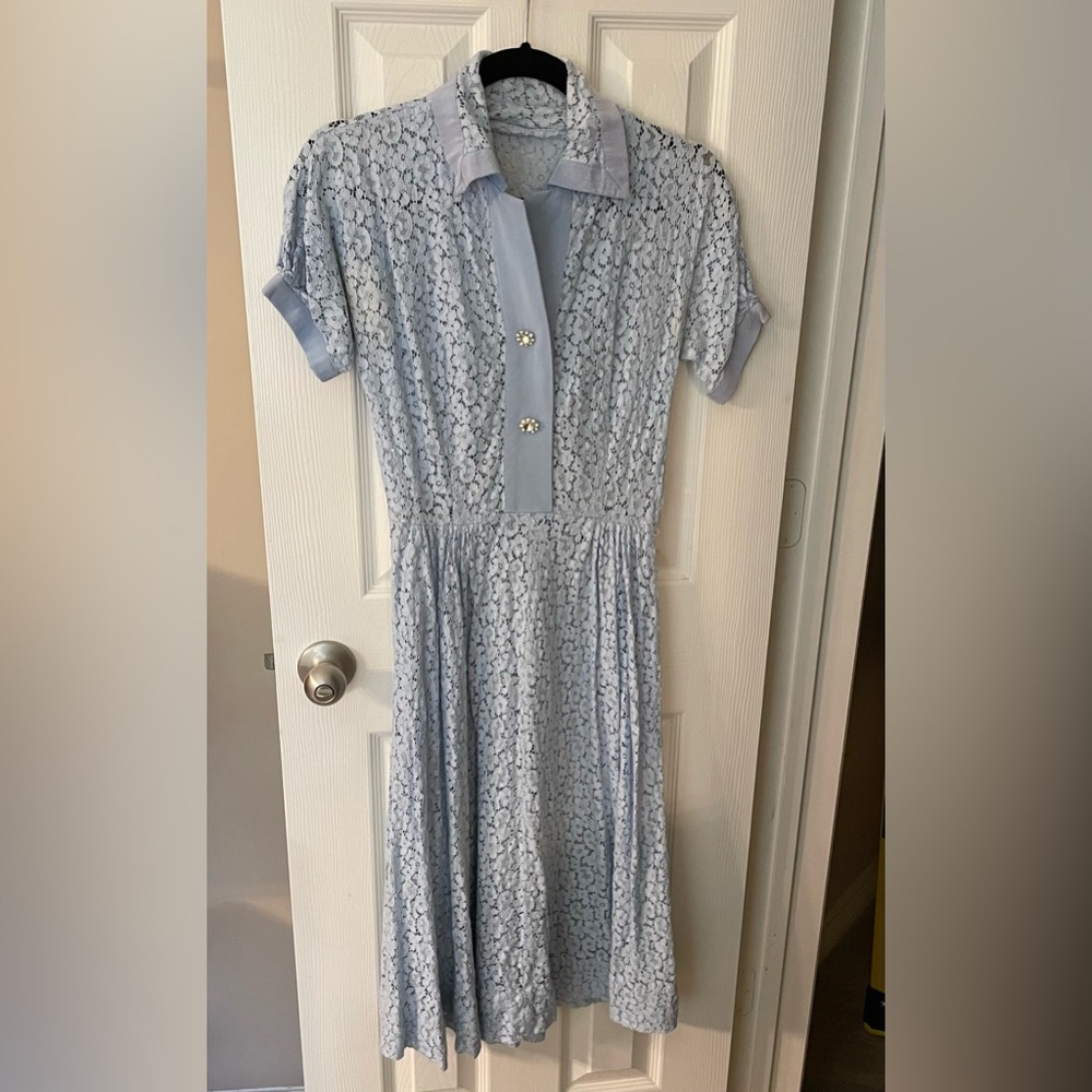 Gorgeous blue true vintage 1940s dress
